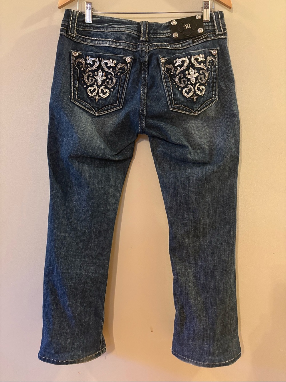 Miss Me Y2K Embellished Fleur De Lis Bootcut Jeans, Sz 31.